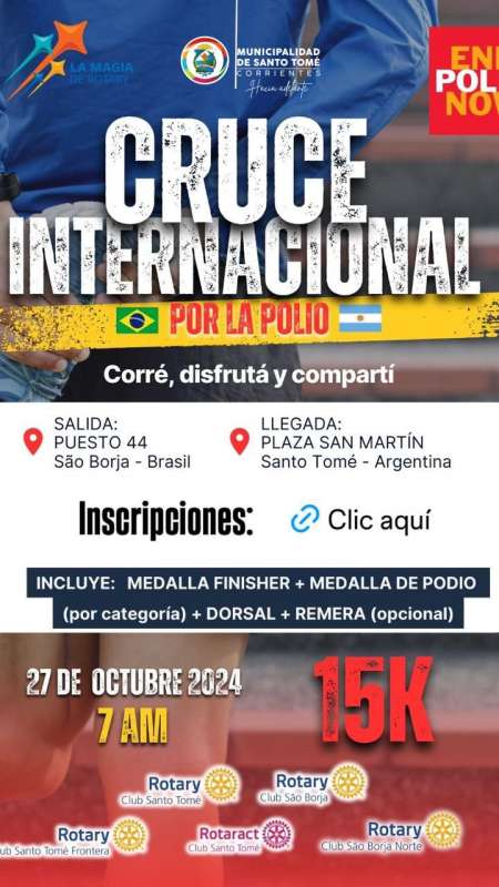 Cruce Internacional por la Polio: 15 kilómetros de solidaridad entre Brasil y Argentina
